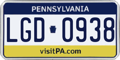 PA license plate LGD0938