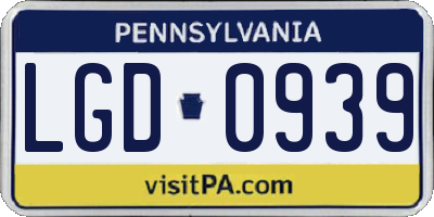 PA license plate LGD0939