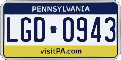 PA license plate LGD0943