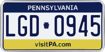 PA license plate LGD0945