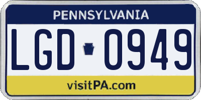 PA license plate LGD0949