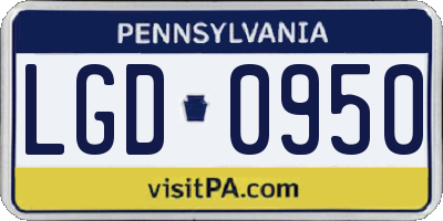 PA license plate LGD0950