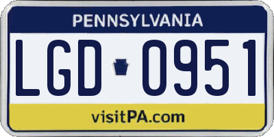 PA license plate LGD0951