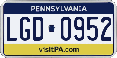 PA license plate LGD0952