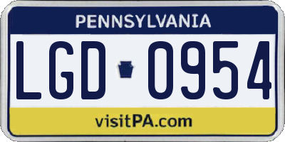 PA license plate LGD0954