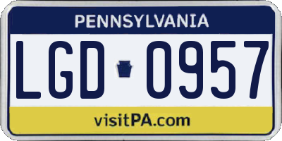 PA license plate LGD0957
