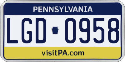 PA license plate LGD0958