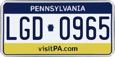 PA license plate LGD0965