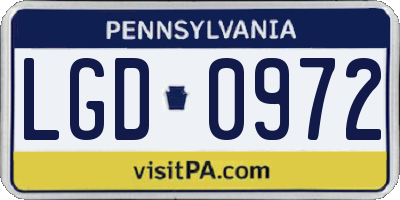 PA license plate LGD0972
