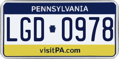 PA license plate LGD0978