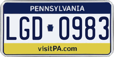 PA license plate LGD0983
