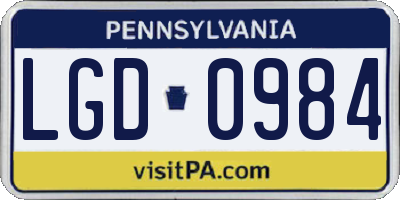 PA license plate LGD0984