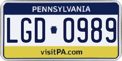 PA license plate LGD0989