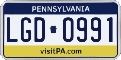 PA license plate LGD0991