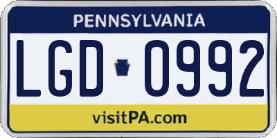 PA license plate LGD0992