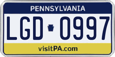 PA license plate LGD0997