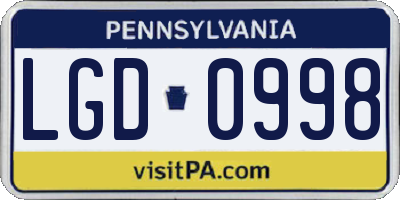 PA license plate LGD0998