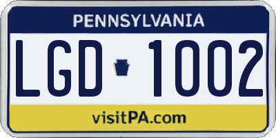 PA license plate LGD1002