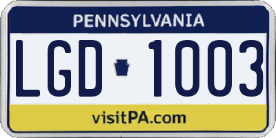 PA license plate LGD1003