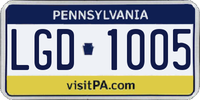 PA license plate LGD1005