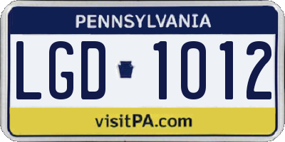 PA license plate LGD1012