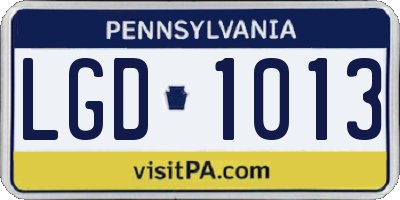 PA license plate LGD1013