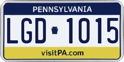 PA license plate LGD1015