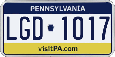 PA license plate LGD1017