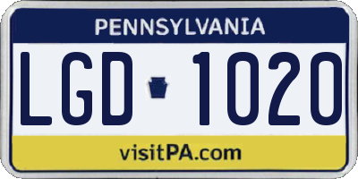 PA license plate LGD1020