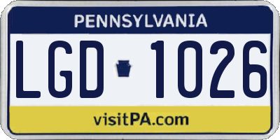 PA license plate LGD1026