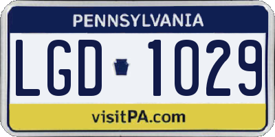 PA license plate LGD1029