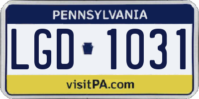 PA license plate LGD1031
