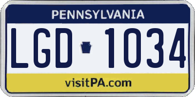 PA license plate LGD1034