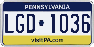 PA license plate LGD1036