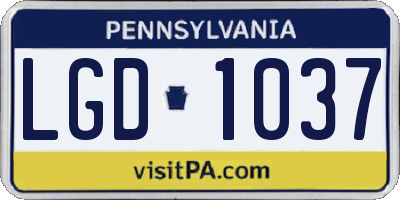 PA license plate LGD1037