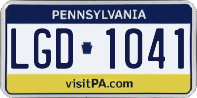 PA license plate LGD1041