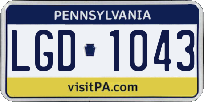 PA license plate LGD1043