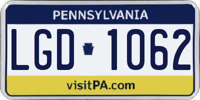 PA license plate LGD1062