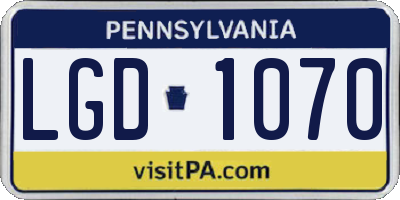 PA license plate LGD1070