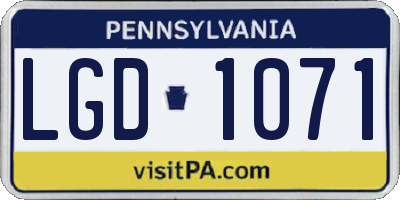 PA license plate LGD1071