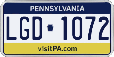 PA license plate LGD1072