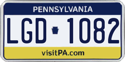 PA license plate LGD1082