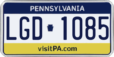 PA license plate LGD1085