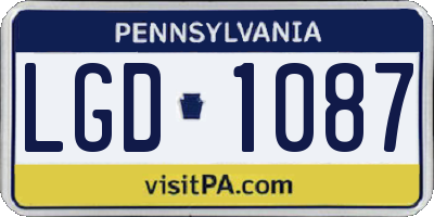 PA license plate LGD1087