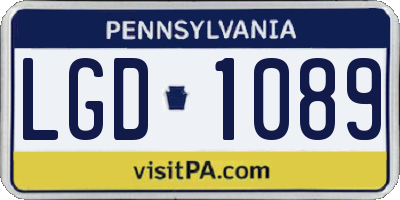 PA license plate LGD1089