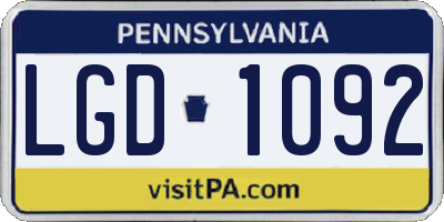 PA license plate LGD1092