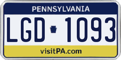 PA license plate LGD1093