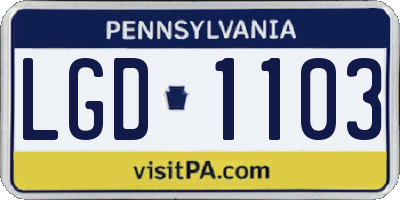 PA license plate LGD1103