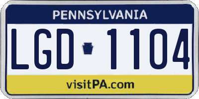 PA license plate LGD1104