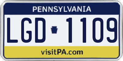 PA license plate LGD1109